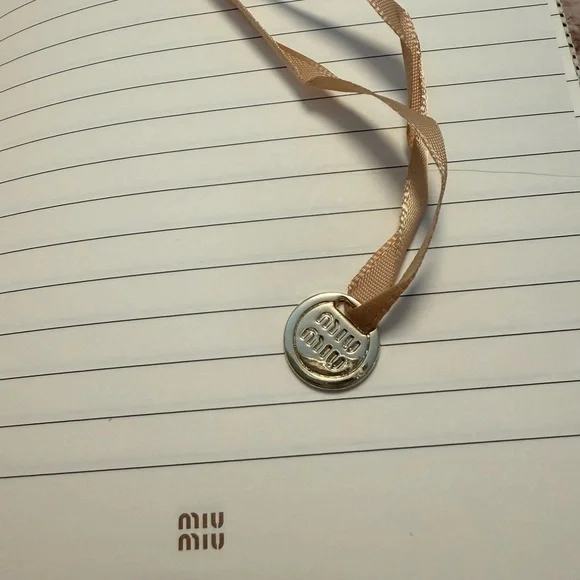 Miu Miu Beige Canvas Notebook with Brown Trim and Logo - Picture 6 of 6